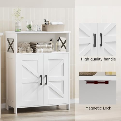 Homhedy Farmhouse Bathroom Storage Cabinet with Doors, Small Floor Cabinet - Image 5