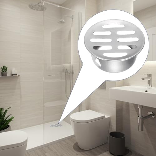 PATIKIL Floor Drain Cover 2.2" x 1.7" (50 Flat Mouth), 2 Pcs 304 Stainless Steel Round Anti Blocking Snap-in Drain Strainers for Outdoor Bathroom Kitchen Washroom Landscaped, Silver - Image 5