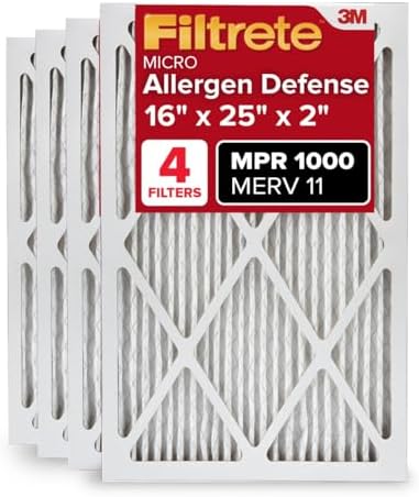 Filtrete 16x25x2 Air Filter, MERV 11, MPR 1000, 4 HVAC Filters by Filtrete