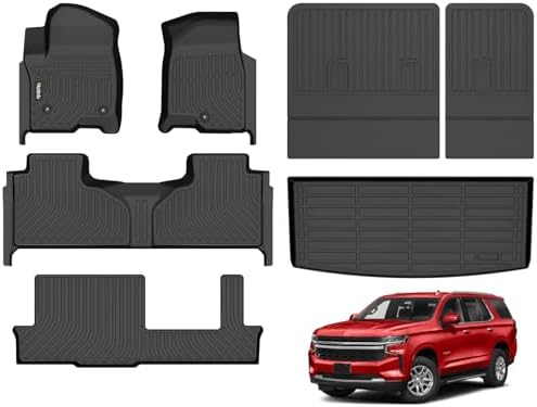 Wailtnb-All Weather Floor Mats & Cargo Liner for 2026 2025-2021 Chevrolet Tahoe & GMC Yukon (8 Seater) (Not fit XL) Custom Fit Tahoe Durable Easy to Clean fit for Tahoe Accessories for Tahoe by Wailtnb