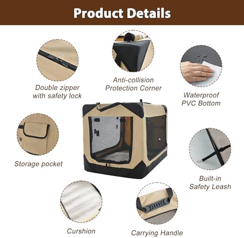Garnpet Soft Dog Crate for Small Dogs, 4-Door Foldable Collapsible Dog Crate with Soft Sides, Indoor & Outdoor Travel Dog Kennel - Image 3