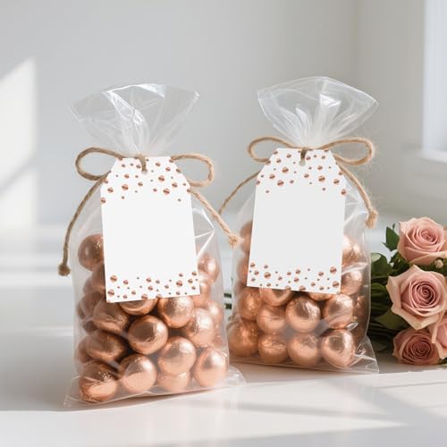 Anwyll Gift Tags with String - 100 Pcs Rose Gold Foil Gift Tags for Present - Image 6