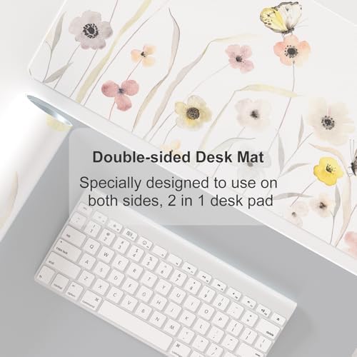 Faux Leather Large Mouse Pad, Office Desk Mat, 31.5"x11.8", Butterflies - Image 5