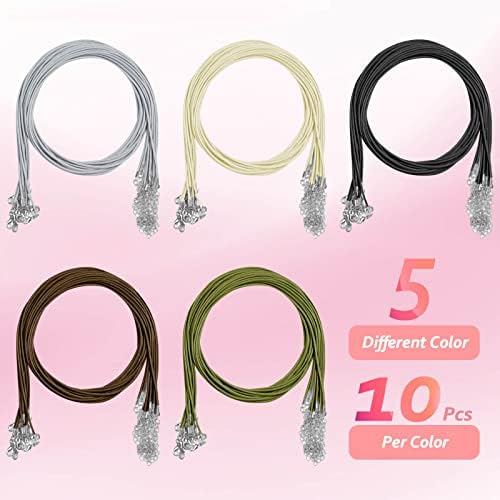 Necklace Cord, Paxcoo 50Pcs Necklace String Rope with Clasp, 24 Inch Waxed Cotton Cord Necklace Bulk for Charms Pendants, Bracelets, Necklaces, Jewelry Making Supplies and Beading Supplies - Image 3