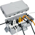 Hrensaw Medium Outdoor Electrical Box(10.6x5.5x4.5inch),IP54 Waterproof Extension Cord Cover w/6 Cable Entry,Weatherproof Connection Box Protect Power Strip,Timer,Plug,Holiday Lights,Grey by Hrensaw