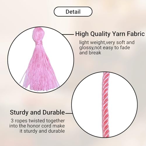 Graduation Honor Cords, 68" Long (Pink) - Image 3