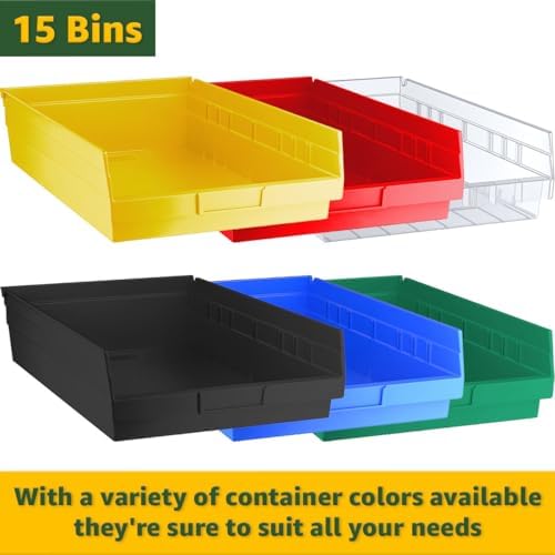 Heavy-Duty Commercial Chrome Storage Shelving Unit 18" x 36" x 74" with 15 Bins - Metal Utility Rack for Tool Organization, Wire Storage Shelf for Office, Warehouse, Garage, and Workshop - Yellow - Image 5