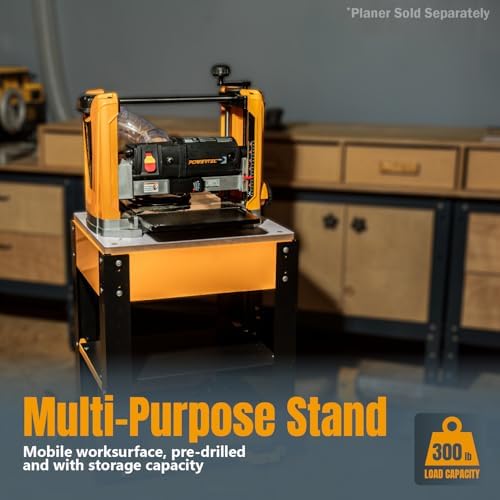 POWERTEC Tool Stand with Wheels, Casters & Melamine MDF Table Top, Power Tool Stand for Miter Saw, Drill Press, Belt Sander, Bench Grinder, Band Saw, Scroll Saw, Planer, Orange (UT1008) - Image 6