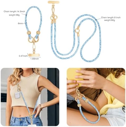 Crystal Phone Strap Crossbody and Wrist Lanyard, Anti Theft Layered & Wrist Strap Cell Phone Neck for Women - Image 5