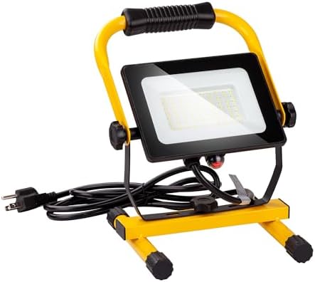 50W LED Work Light, 5000LM Portable Flood Lights, 6ft Cord with Plug & Switch IP66 Waterproof,5000K,Adjustable Working Lights for Workshop, Garage, Construction Site by Stanlips