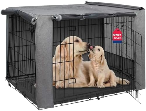 HiCaptain 48-Inch Dog Crate Cover with Mesh, Waterproof Kennel Cover, Grey by HiCaptain