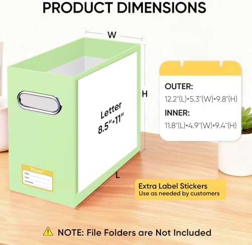 BALEINE 4PK File Organizer Box, Cardboard File Folder Organizer with Handle - Image 3