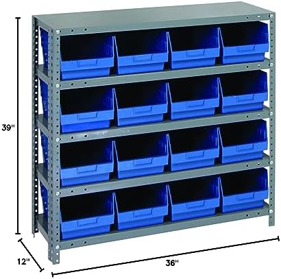 Quantum Storage Systems 1239-207BL Store More Steel Shelving Unit with 6" Shelf Bins, 12" D x 36" W x 39" H, Blue - Image 2