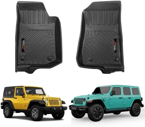 for 2018-2026 Jeep Wrangler JL 4 Door 2 Door 4XE /for 2020-2025 2026 Jeep Gladiator Front Floor Mats All Weather TPE Rubber Protection Accessories (for Jeep Wrangler JL Front Floor Mats) by Jdeymat