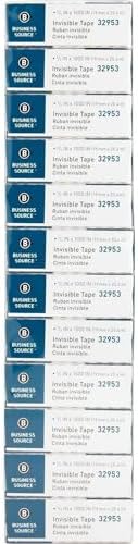 Business Source Premium Invisible Tape Refill Roll, 1" Core, 0.75" x 1000", 12 / Pack, 12 Packs/Carton (144 Total Rolls) - Image 4