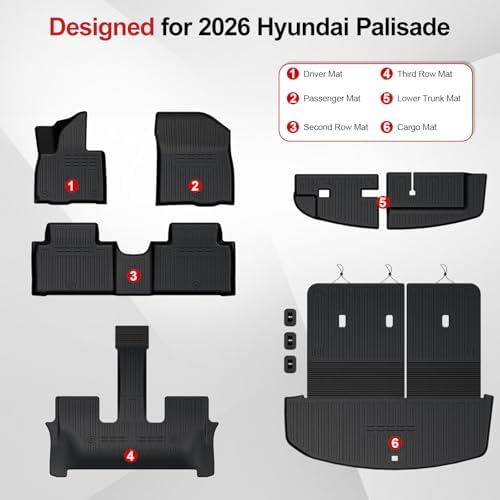 Floor Mats for 2026 2027 Hyundai Palisade 7/8 Seat (Only Gas) - Image 6