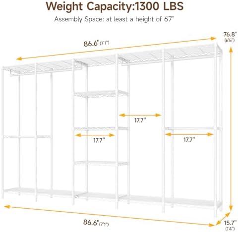 ONBRILL F5 Heavy Duty Clothes Rack Freestanding Modular Closet System White - Image 2