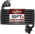 10 Ft Black Outdoor Extension Cord, 10 Gauge Heavy Duty Power Cord by PALARINE