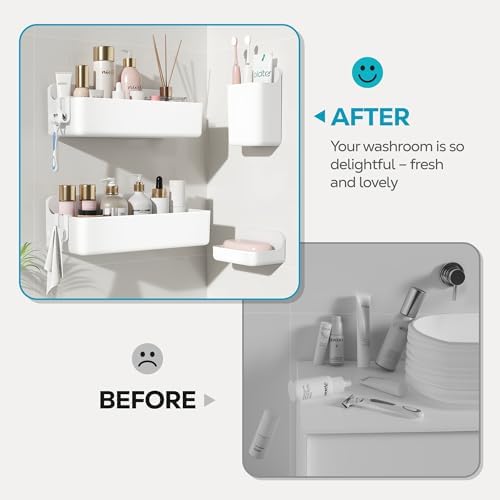 Nieifi Adhesive Shower Shelves, White, 4 Pieces - Image 7