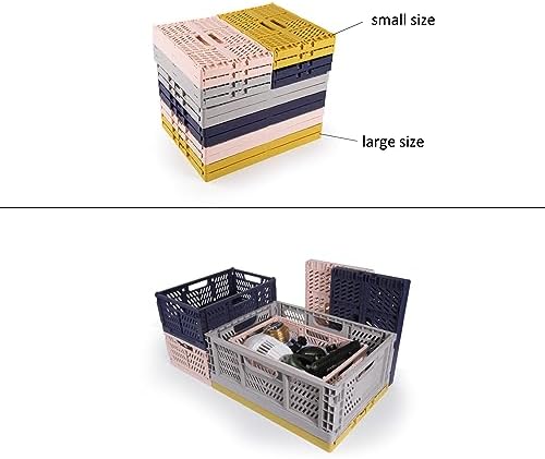 2 Pack Stackable Storage Crates, Plastic Foldable Baskets Small Gray - Image 3