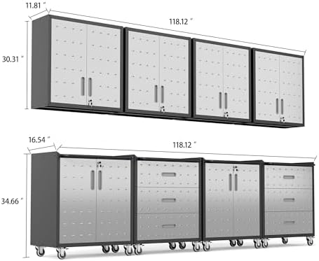 Garage Cabinet System | Heavy Duty Steel All-in-One Modular Garage Cabinet Set for Ultimate Workshop Organization | Easy Assembly Garage Storage Cabinets & Tool Bench - Image 2