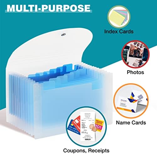 H4D Coupon Receipt Holder, 13 Pocket Accordion File Folder, 7 x 4.5, Blue - Image 4