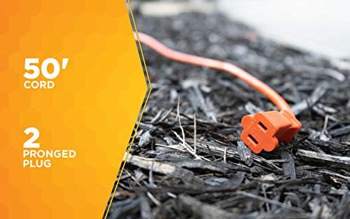 Southwire Woods 50ft Outdoor Extension Cord – Bright Orange, 16/2 Two-Prong – Durable SJTW Jacket for Landscaping & Light-Duty Power – Molded Plug - Image 4