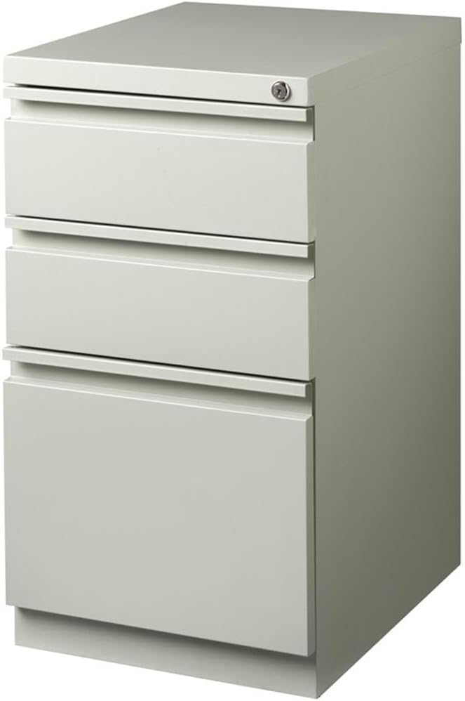 Scranton & Co 3-Drawer Modern Metal Mobile Pedestal File Cabinet in Light Gray - Image 3