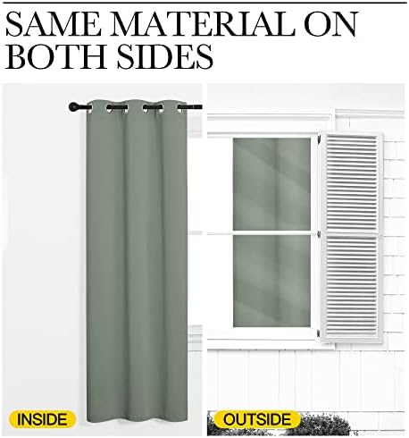 NICETOWN Sliding Door Curtains 96 inch Length, Single Curtain, Insulating Thermal Blackout Curtains for Bedroom Window Bathroom Doorway Front Door (1 Panel, 5ft Wide x 8ft Long, Greyish Green) - Image 6