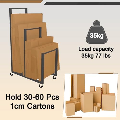 Commercial Carton Storage Rack Cartons Cart, Large Portable Cardboard Stand with Casters Wheels, for Warehouse/Shipping Station Hold Broken Down Boxes(Hold 30-60 Pcs) - Image 3
