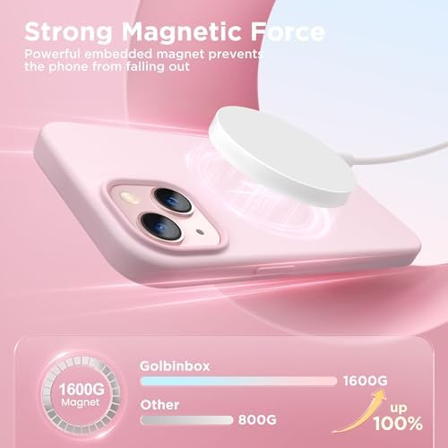 GolbinBox Magnetic for iPhone 13/14 Case, Silicone Cover, Chalk Pink - Image 3