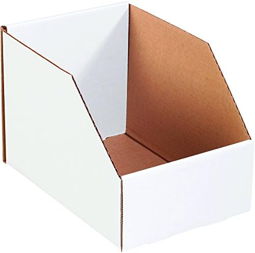 Box USA BBINJ8128 Jumbo Open Top Bin Boxes, 8" x 12" x 8", Oyster White (Pack of 25) by BOXUSA
