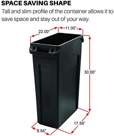 Rubbermaid Commercial Products Slim Jim Trash/Garbage Can with Venting Channels, 23-Gallon, Blue, for Kitchen/Office/Workspace, Pack of 4 - Image 6