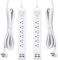 2 Pack Power Strip, 5FT Extension Cord, Surge Protector with 6 Outlets and 4 USB Ports (2 USB C), Flat Plug Overload Protection, Extension Cord with Multiple Outlets, Wall Mount for Home Dorm College by Mifaso
