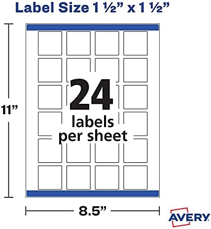 Avery® Printable Blank Square Labels, 1.5" x 1.5", Matte White, 600 Customizable Labels (22805) - Image 5