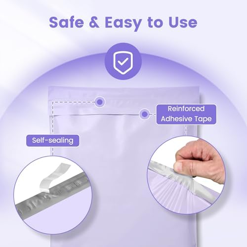 Metronic Poly Mailers 12x15.5 50PC Shipping Bags for Clothing Lilac Purple - Image 3