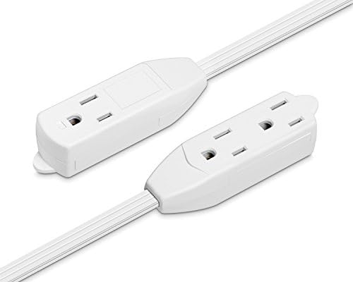 Maximm 6 Ft Flat Plug Extension Cord, 3-Outlet, Angled Plug, White, UL - Image 2