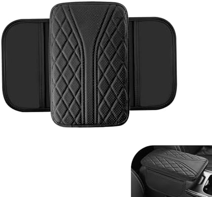 Car Center Console Cover, Breathable Fiber Leather Car Armrest Cover with 2 Storage Bags, Universal Vehicle Center Console Pad, Universal for SUV, Sedan, Truck (Black) by Unknown