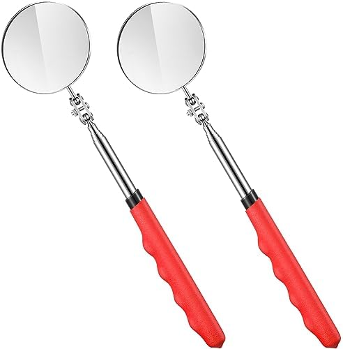 Copkim 2 Pcs Telescoping Inspection Mirror Mechanics Mirror,50mm,Red by Copkim