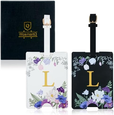 2 Pack PU Leather Privacy Luggage Tags, Double-Layer Hidden ID by Unknown