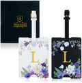 2 Pack PU Leather Privacy Luggage Tags, Double-Layer Hidden ID by Unknown
