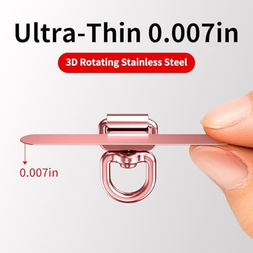 saxsion Phone Tether Tab & Lanyard Tab, 360° Swivel Clip - Ultra Thin Stainless Steel Universal Patch for All Phone Cases - Image 2