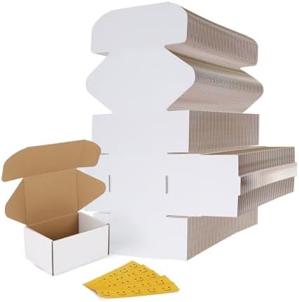 RLAVBL 75 Pack 6x4x3 Small Shipping Boxes, White Corrugated Cardboard Mailer Box for Packing, Mailing, Business by RLAVBL