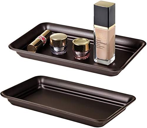 SheeChung Metal Vanity Tray, Bathroom Counter Storage Tray, Bronze 2 Pack by SheeChung