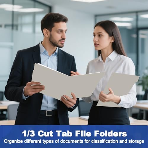File Folder, HERKKA 30 Pack 1/3 Cut Tab File Folders, File Folders Great for Organizing and Filing, Letter Size, Grey - Image 7