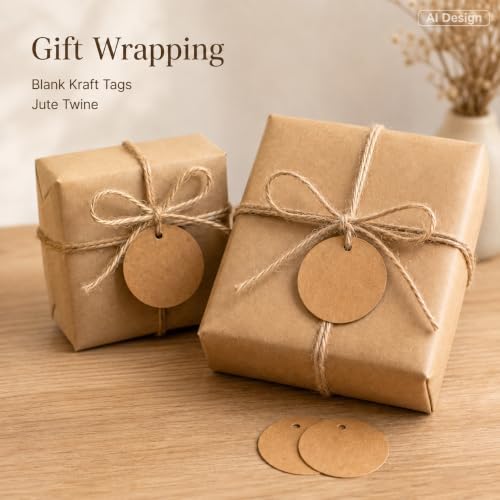 G2PLUS 2.5 Inch Round Kraft Paper Gift Tags with String, 100PCS Blank Tags - Image 4