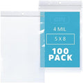GPI - 5" X 8" Clear Plastic Zip Bags, 100 Count, Heavy-Duty 4 Mil Thick Durable Poly Baggies With Resealable Zipper Lock, Hang-Hole For Display. by GPI