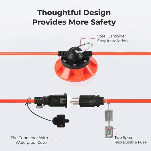 50FT 50W 3Prong LED Work String Lights,18/3 SJTW,ETL Certified - Image 4