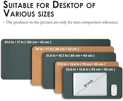 Large Cork Desk Mat - 47.2"x 17" Desk Pad for Office and Home - Ideal for Large Mouse Pad and Desk Mats on Top of Desks(Dark Green) - Image 5