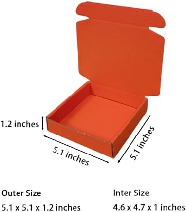50 Pack 5.1x5.1x1.2 in Orange Red Shipping Boxes - Image 2